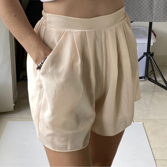 Barkins Shorts Blush Cream High Waisted Chiffon Pockets Casual Boho Size 6 XS - Picture 4 of 8